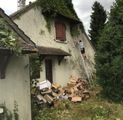 Pendant travaux de démoussage à Marles-en-Brie 77